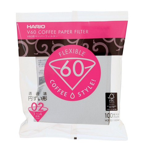 Филтри за V60 – избелвани – размер 2 чаши – 100 бр. – Hario